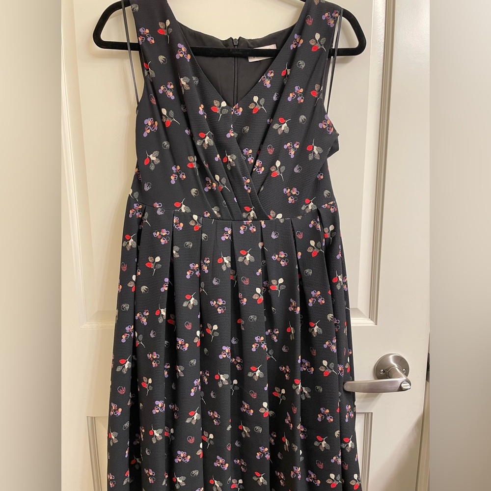 Molly Bracken Black Floral Dress with Red and Purple Details